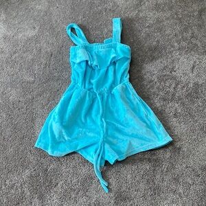 Jasmine Rose Aqua Blue Terry Cloth Sleep Romper SIZE M